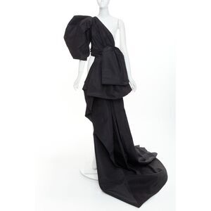 rare ALEXANDRE VAUTHIER COUTURE SS2017 Runway black tafetta bustle train top